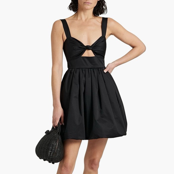 NEW CARA CARA Claribelle pleated cutout stretch cotton-poplin Black Sleeveless 4 - Picture 1 of 14